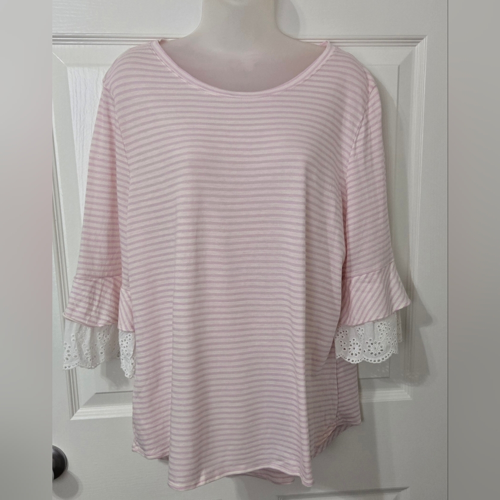 Ladies Elle Top Sz XXL  3/4 Length Sleeves Euc